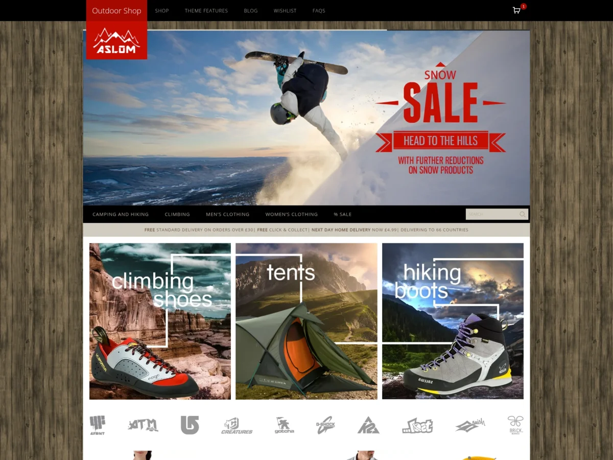Aslom - Outdoors eCommerce Website Template