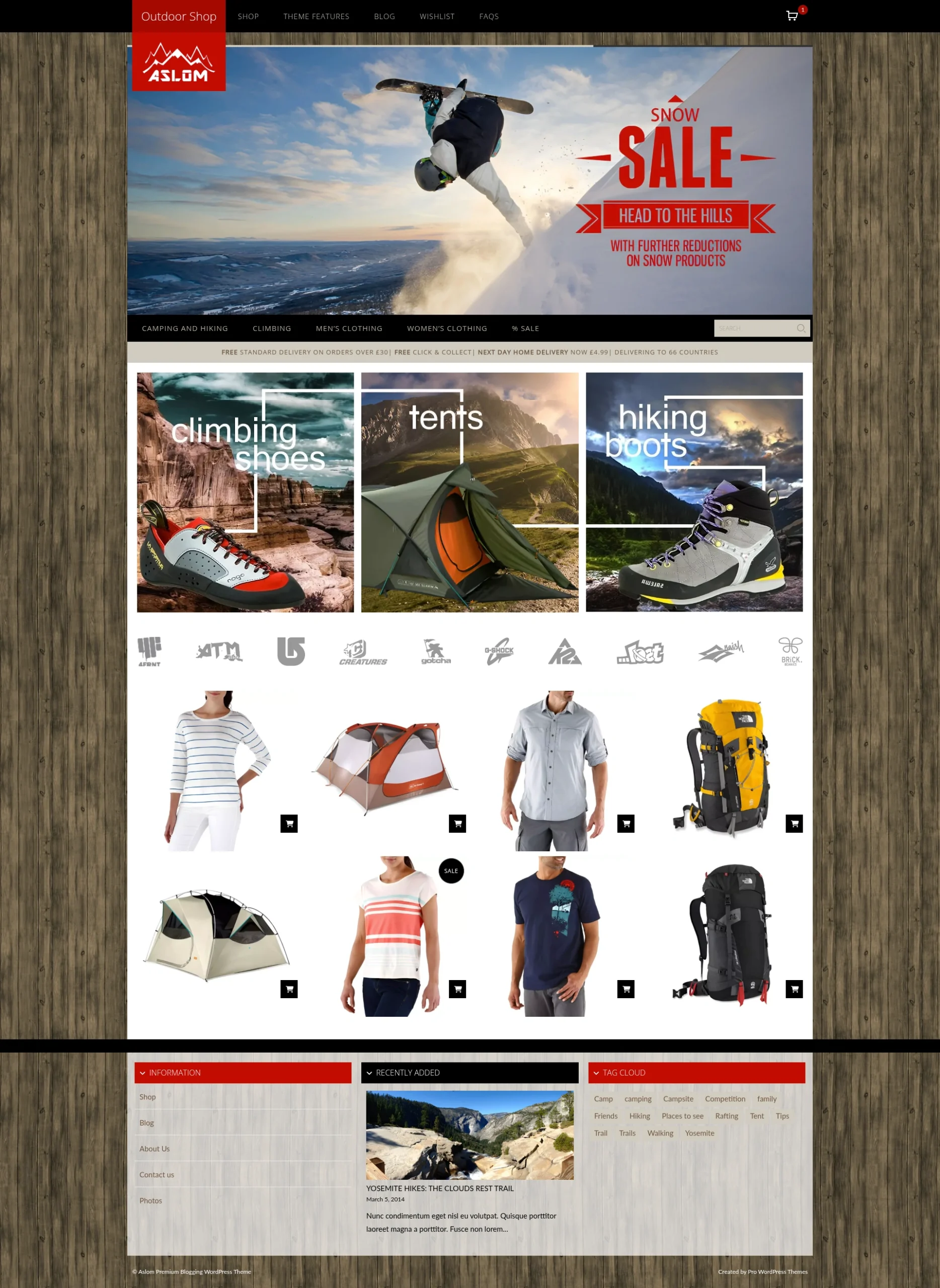 Aslom outdoors ecommerce wordpress theme