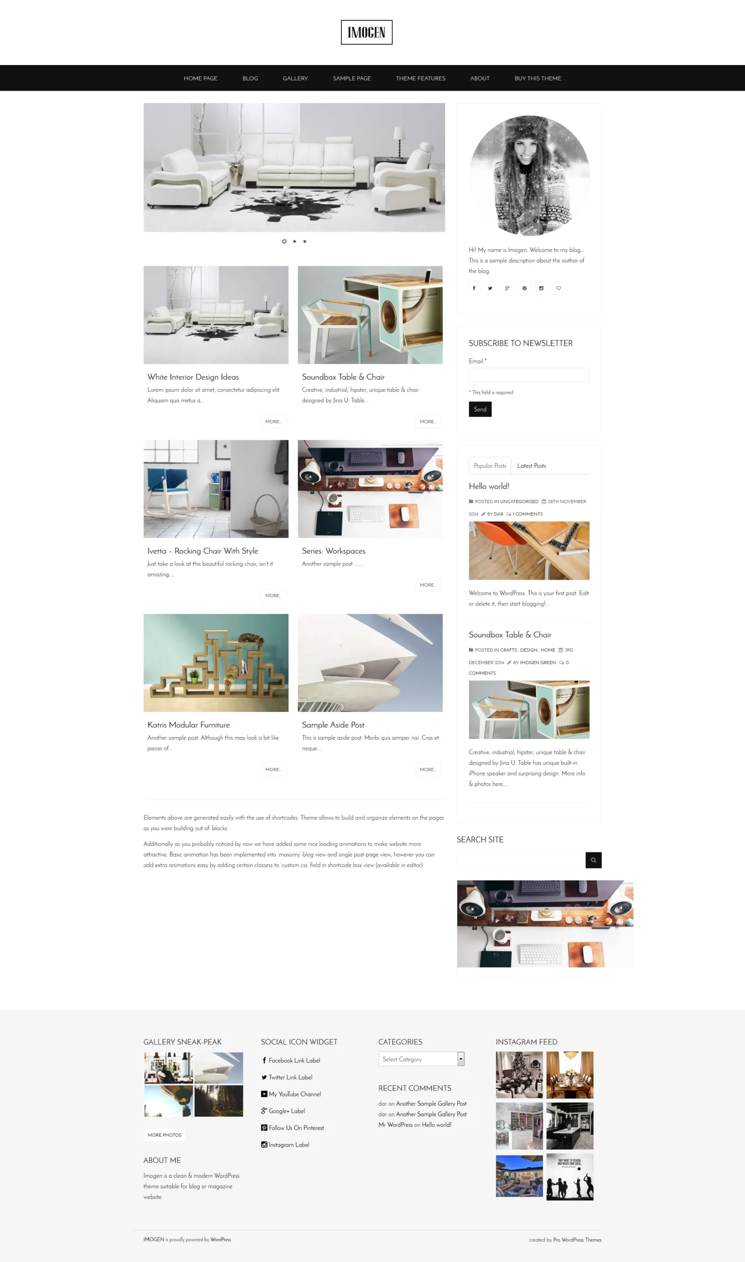Imogen - Personal & Lifestyle Template