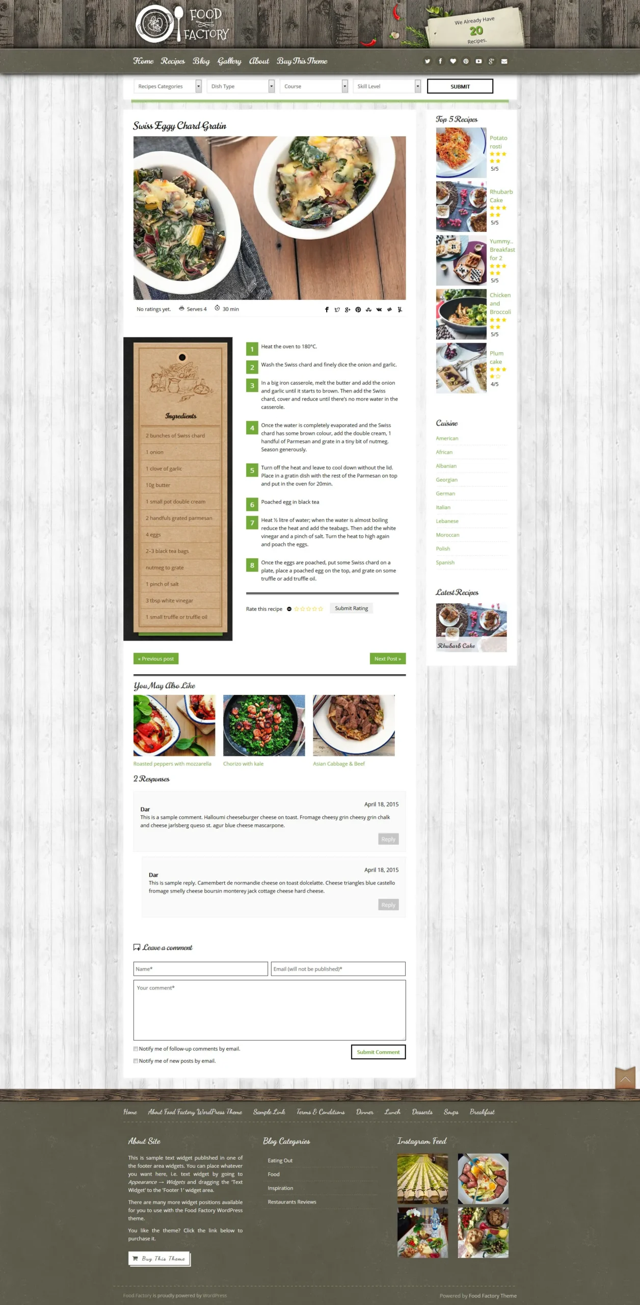 Food Factory - Cookbook / Food Recipes WordPress Theme