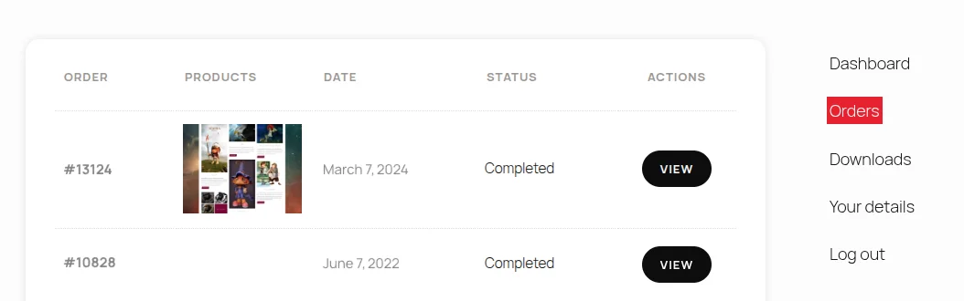 Download WordPress Themes - My Account View at Theme Bullet