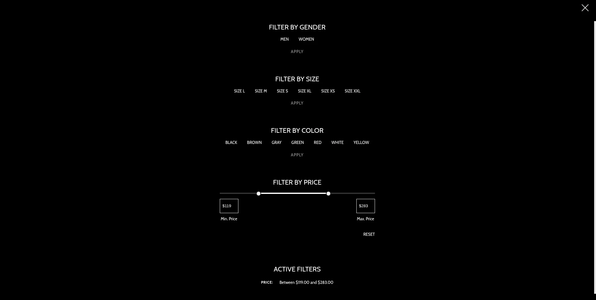 Kahlo Store WooCommerce theme overlay product filters