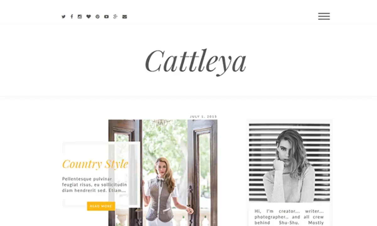 Cattleya Lifestyle Fashion Blog Template WordPress Home page View